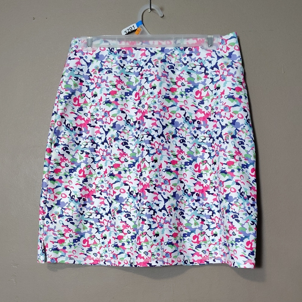 Lou Keith Flowered Active Skort Or Athletic Tennis Skirt W Shorts Size L